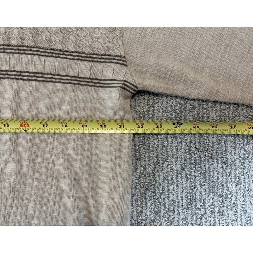 Bachrach Wool Blend Sweater Men's‎ Large Beige V-Neck Long Sleeve Italian Wool